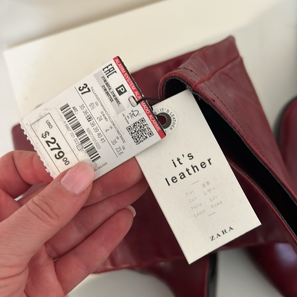 Zara Red Heeled Boots - Picture 8 of 8